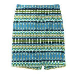 J CREW The Pencil Skirt Womens 6 Multicolor Knee Length Geo Print Lined Retro